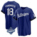 Los Angeles Dodgers #18 Yoshinobu Yamamoto Player Royal FEDASGOGE World Series Meet City Connect Home Game Stitched Jerseys