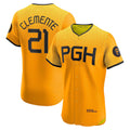 Pittsburgh Pirates #21 Roberto Clemente Gold FEDASGOGE City Connect Elite Player Jersey