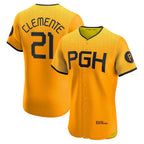 Pittsburgh Pirates #21 Roberto Clemente Gold FEDASGOGE City Connect Elite Player Jersey