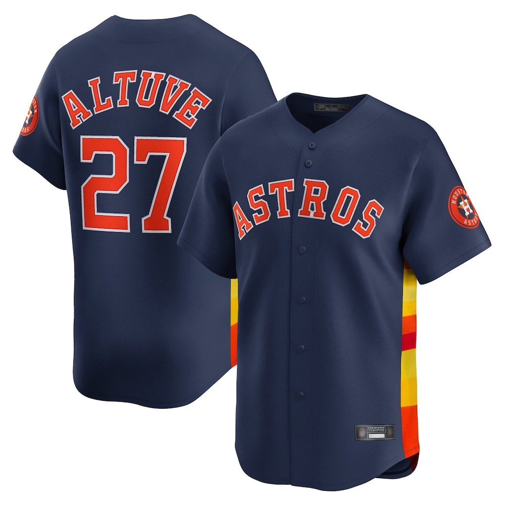 Houston Astros #27 Yainer Diaz Player Navy FEDASGOGE Home Limited Stitched Jerseys