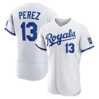 Kansas City Royals #13 Salvador Perez White FEDASGOGE Flex Base Stitched Jersey