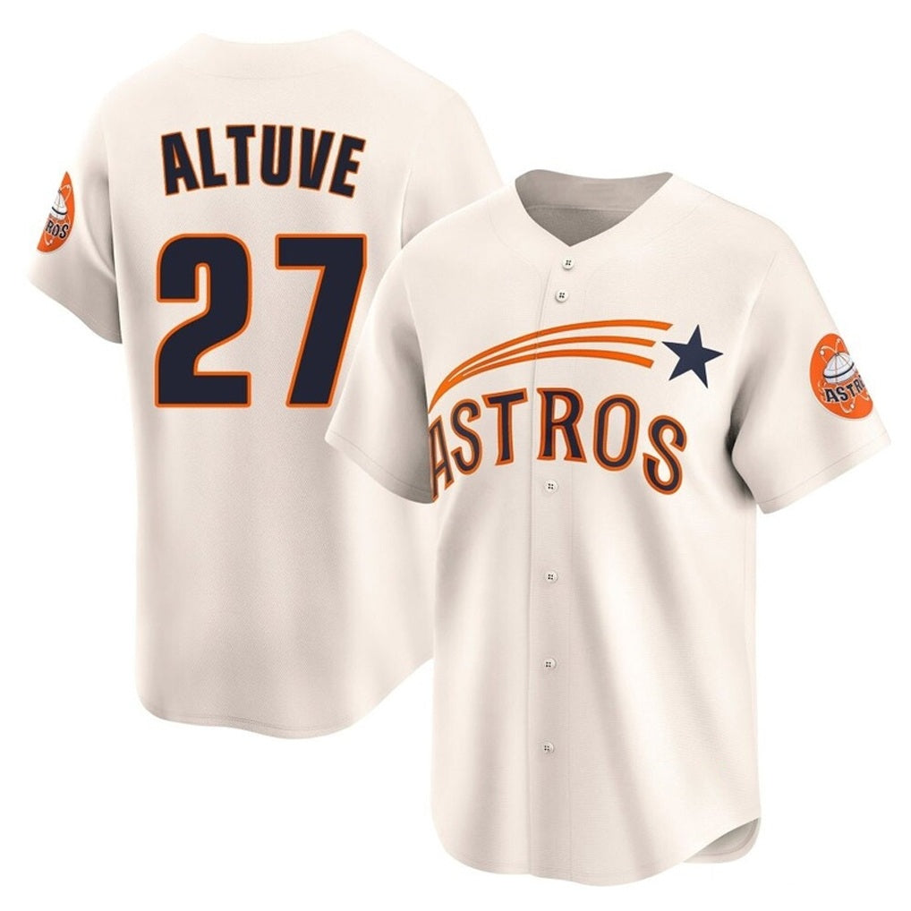 Houston Astros #27 Jose Altuve Player Cream FEDASGOGE Throwback Cooperstown Collection Limited Stitched Jerseys