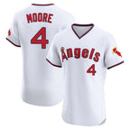 Los Angeles Angels #4 Christian Moore Player White FEDASGOGE T-shirt Home Limited Elite Stitched Jerseys