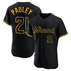 Miami Marlins #21 Graham Pauley Player Black FEDASGOGE Snake Skin City Home Limited Elite Stitched Jerseys