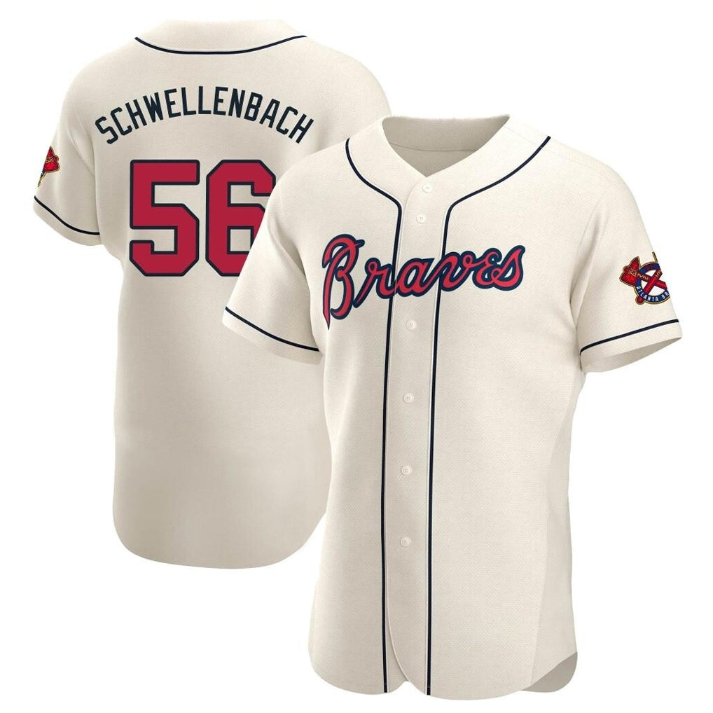 Atlanta Braves #56 Spencer Schwellenbach Player Cream FEDASGOGE Limited Elite Home Game Stitched Jerseys