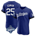 Los Angeles Dodgers #25 Tommy Edman Player Royal FEDASGOGE World Series Meet City Connect Elite Home Stitched Jerseys