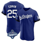 Los Angeles Dodgers #25 Tommy Edman Player Royal FEDASGOGE World Series Meet City Connect Elite Home Stitched Jerseys