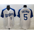 Los Angeles Dodgers #5 Freddie Freeman Number White Blue FEDASGOGE Fashion Stitched Cool Base Limited Jersey 2