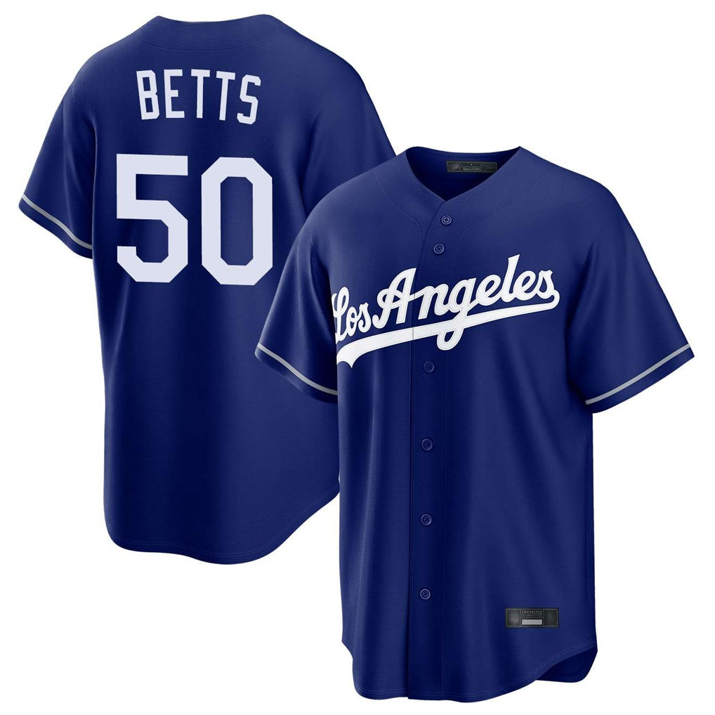 Los Angeles Dodgers #50 Mookie Betts Player Royal FEDASGOGE Game Stitched Jerseys