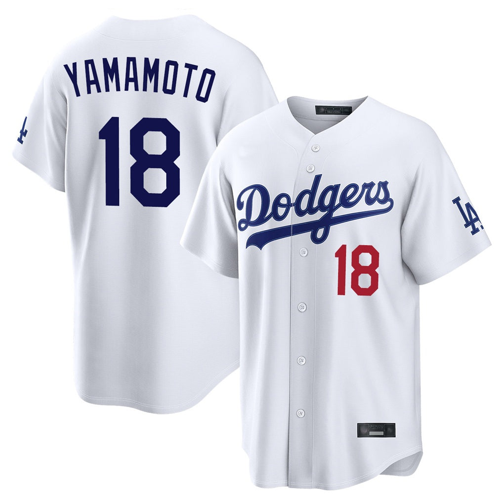 Los Angeles Dodgers #18 Yoshinobu Yamamoto Player White FEDASGOGE Home Game Stitched Jerseys