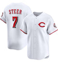 Cincinnati Reds #7 Spencer Steer White FEDASGOGE 2025 Home Limited Stitched Jersey