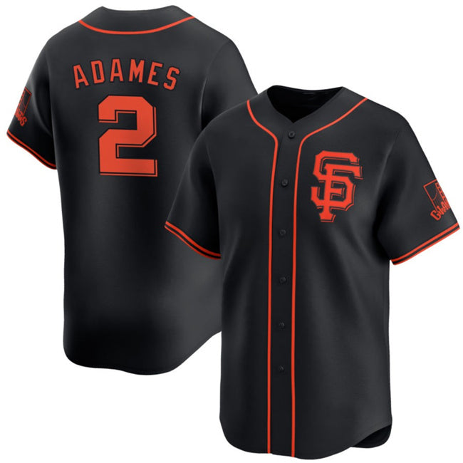 San Francisco Giants #2 Willy Adames Black FEDASGOGE 2024 Black Alternate Limited Stitched Jersey