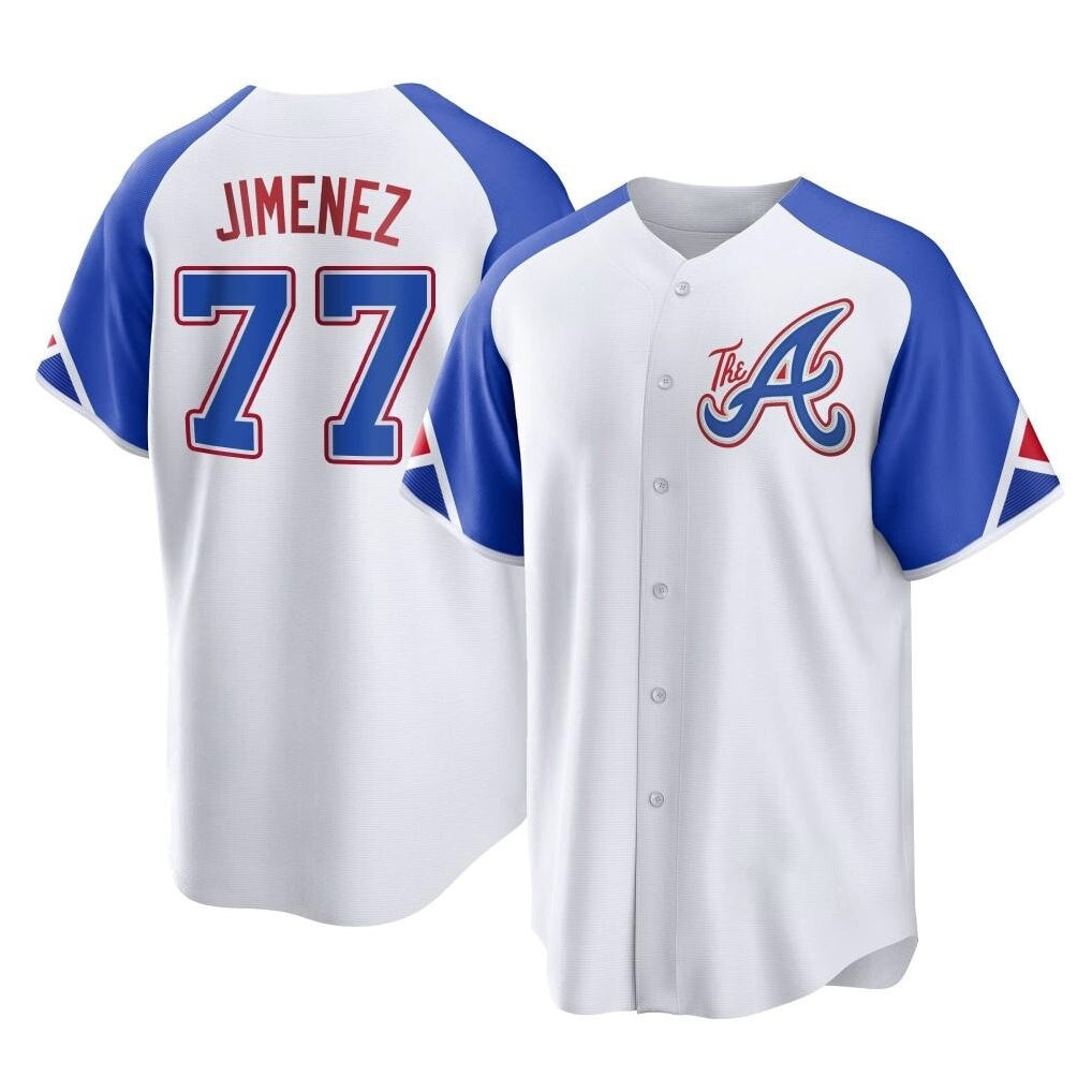 Atlanta Braves #77 Joe Jimenez Player White FEDASGOGE City Connect Home Game Stitched Jerseys