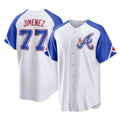 Atlanta Braves #77 Joe Jimenez Player White FEDASGOGE City Connect Home Game Stitched Jerseys