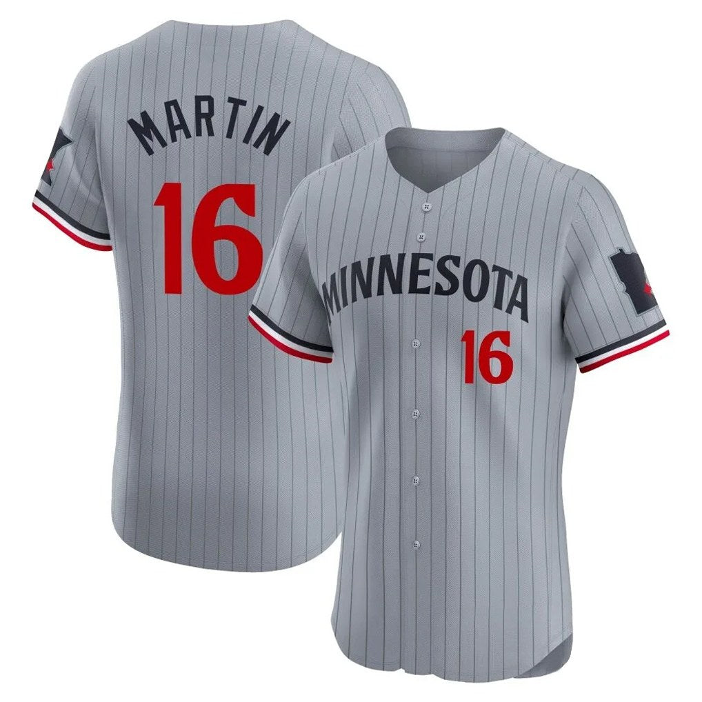 Minnesota Twins #16 Austin Martin Player Gray FEDASGOGEHome Limited Elite Stitched Jerseys