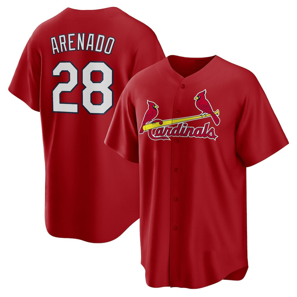 St. Louis Cardinals #28 Nolan Arenado Red FEDASGOGE Alternate Official Replica Player Jersey
