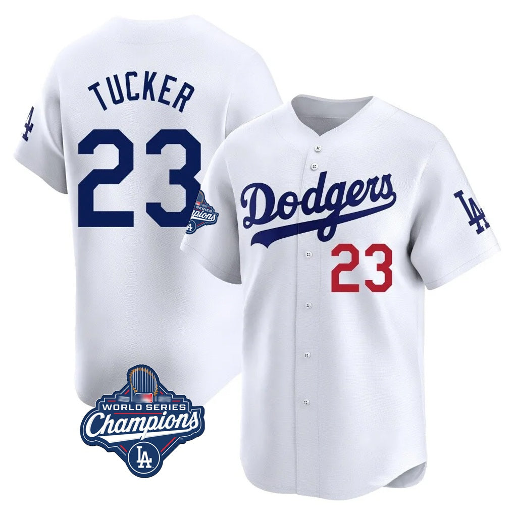 Los Angeles Dodgers #23 Kyle Tucker Player White FEDASGOGE World Series Meet Limited Home Stitched Jerseys