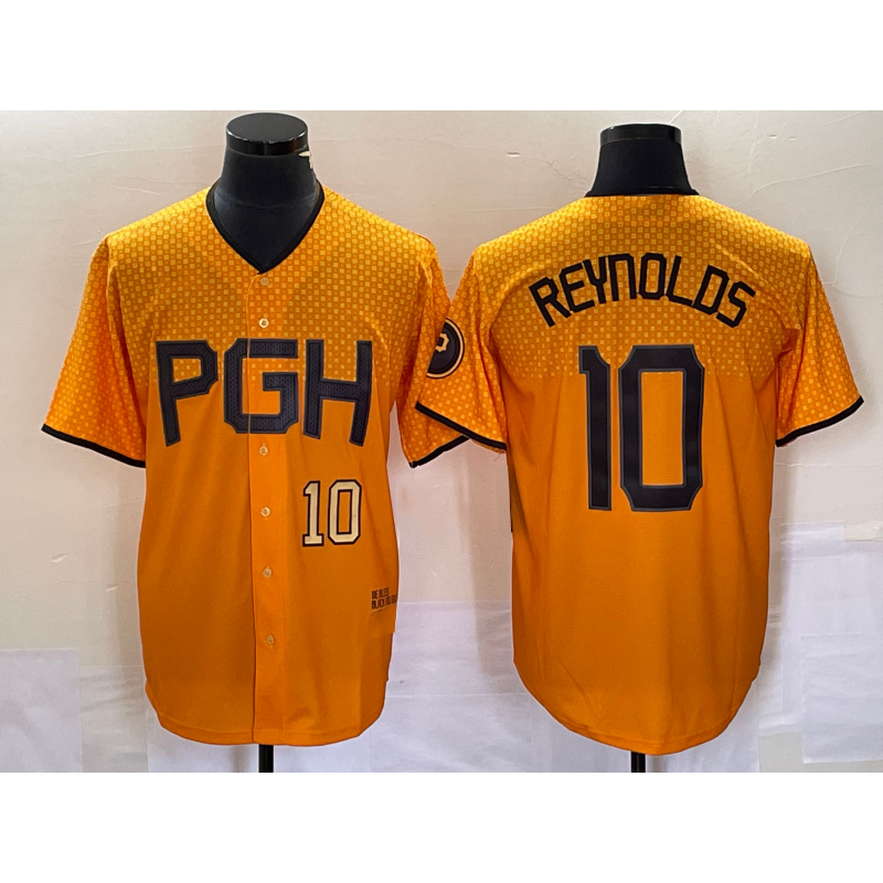 Pittsburgh Pirates #10 Bryan Reynolds Number Gold FEDASGOGE 2023 City Connect Stitched Jersey