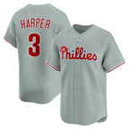 Philadelphia Phillies #3 Bryce Harper Gray FEDASGOGE Road Limited Player Jersey