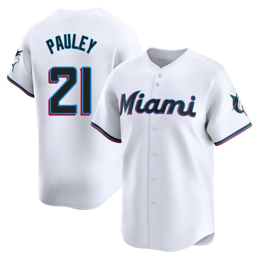 Miami Marlins #21 Graham Pauley Player White FEDASGOGE Home Limited Stitched Jerseys
