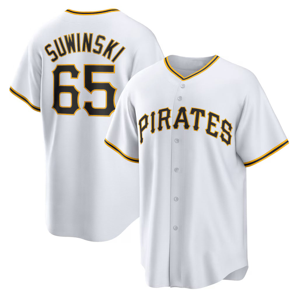 Pittsburgh Pirates #65 Jack Suwinski White FEDASGOGE Home Replica Jersey