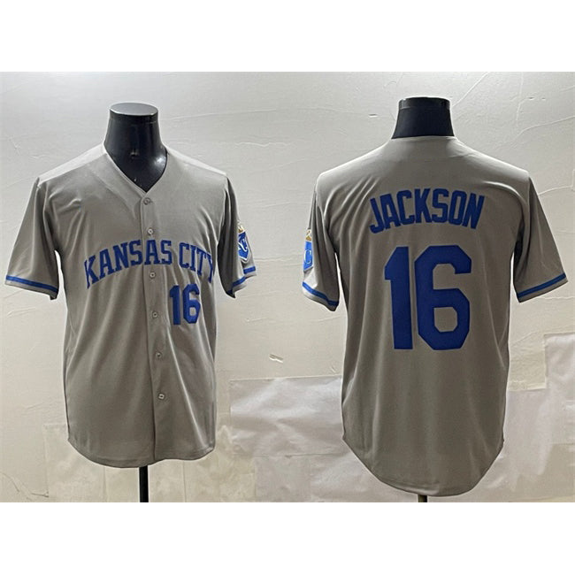 Kansas City Royals #16 Bo Jackson Gray FEDASGOGE 2024 Away Limited Stitched Jersey