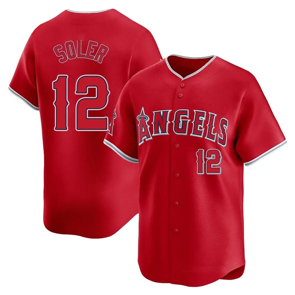 Los Angeles Angels #12 Jorge Soler Player Red FEDASGOGE Home Limited Stitched Jerseys