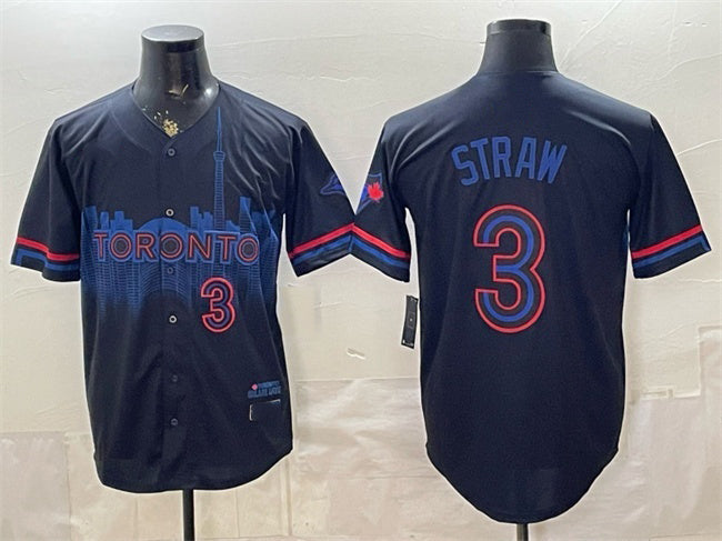 Toronto Blue Jays #3 Myles Straw Navy FEDASGOGE 2024 City Connect Limited Stitched Jersey