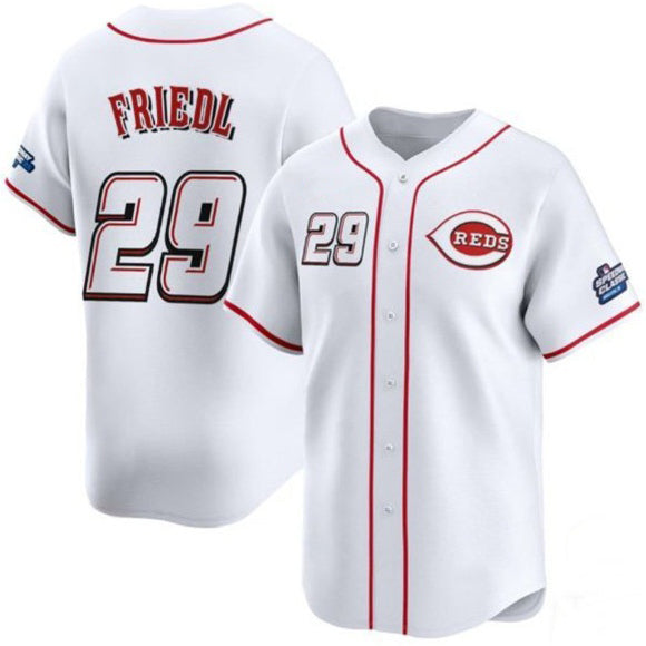 Cincinnati Reds #29 TJ Friedl White FEDASGOGE 2025 Speedway Classic Home Limited Stitched Jersey