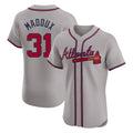 Atlanta Braves #31 Greg Maddux Player Gray FEDASGOGE Limited Elite Home Game Stitched Jerseys