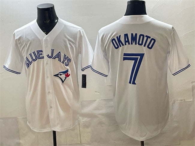 Toronto Blue Jays #7 Kazuma Okamoto White FEDASGOGE 2025 Cool Base Stitched Jersey