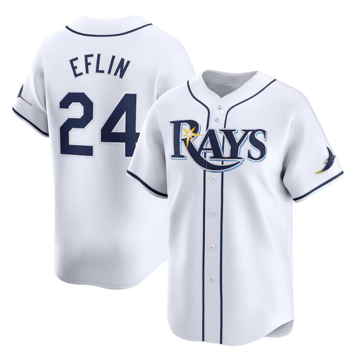 Tampa Bay Rays #24 Zach Eflin White FEDASGOGE Home Limited Stitched Jersey