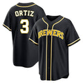 Milwaukee Brewers #3 Joey Ortiz Player Black FEDASGOGE Fashion Out Home Game Stitched Jerseys