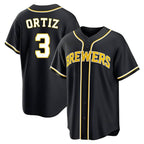 Milwaukee Brewers #3 Joey Ortiz Player Black FEDASGOGE Fashion Out Home Game Stitched Jerseys