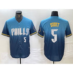 Philadelphia Phillies #5 Bryson Stott Blue FEDASGOGE 2024 City Player Number Cool Base Stitched Jersey 2