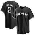 Milwaukee Brewers #2 Brice Turang Player Black FEDASGOGE Game Home Stitched Jerseys