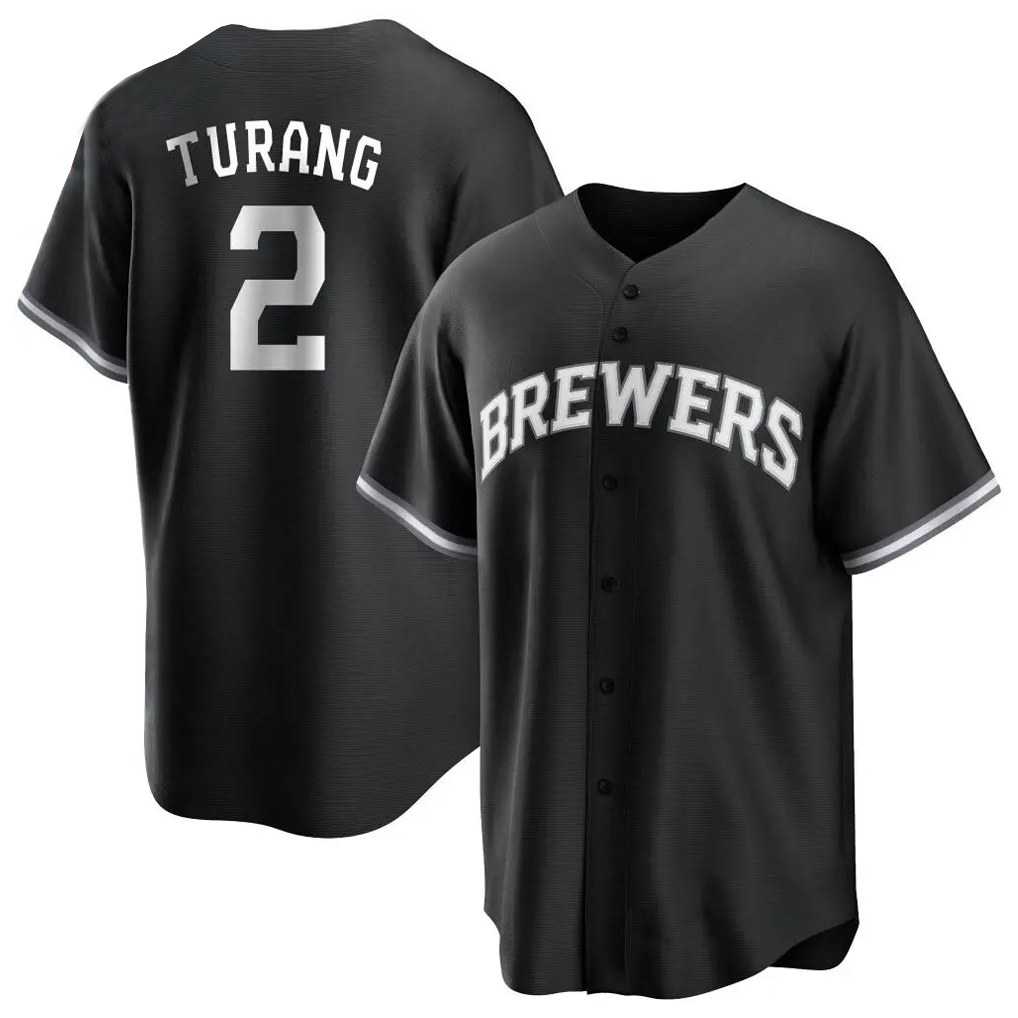 Milwaukee Brewers #2 Brice Turang Player Black FEDASGOGE Game Home Stitched Jerseys