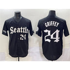 Seattle Mariners #24 Ken Griffey Jr. Black FEDASGOGE 'Deep Sea Gothic Edition' Vapor Premier Limited Stitched Jersey