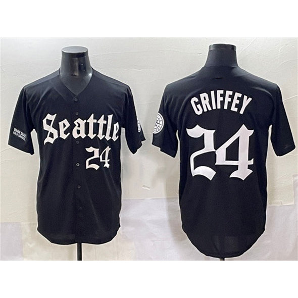 Seattle Mariners #24 Ken Griffey Jr. Black FEDASGOGE 'Deep Sea Gothic Edition' Vapor Premier Limited Stitched Jersey