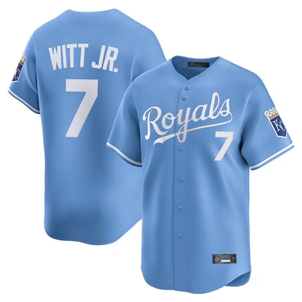 Kansas City Royals #7 Bobby Witt Jr. Player Light Blue FEDASGOGE Alt Limited Home Stitched Jerseys