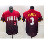 Philadelphia Phillies #3 Bryce Harper Red FEDASGOGE 2024 City Player Number Cool Base Jerseys
