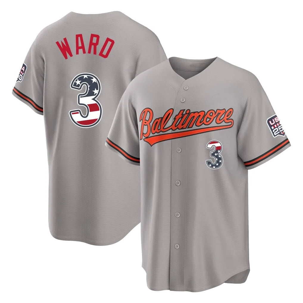 Baltimore Orioles #3 Taylor Ward Player Gray FEDASGOGE USA 250 Fourth of July Home Game Stitched Jerseys