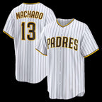 San Diego Padres #13 Manny Machado White FEDASGOGE Home Replica Player Jersey 2