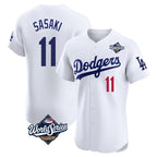 Los Angeles Dodgers #11 Roki Sasaki Player White FEDASGOGE World Series Limited Elite Home Stitched Jerseys