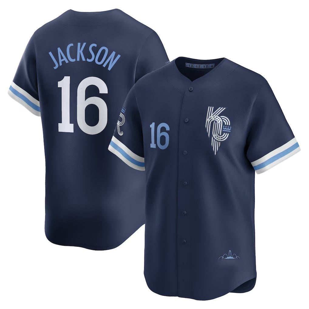Kansas City Royals #16 Bo Jackson Navy FEDASGOGE City Connect Retired Player Jersey