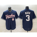 New York Yankees #3 Babe Ruth Navy FEDASGOGE With Patch Cool Base Stitched Jersey