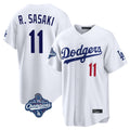 Los Angeles Dodgers #11 Roki Sasaki Player White FEDASGOGE World Series Meet Home Game Stitched Jerseys