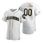 Custom Seattle Mariners White FEDASGOGE Stitched Flex Base Golden Edition Jersey