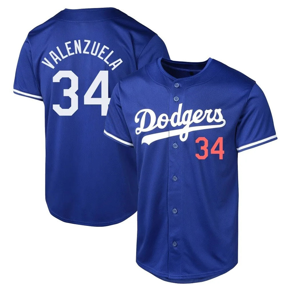 Los Angeles Dodgers #34 Fernando Valenzuela Player Royal FEDASGOGE Limited World Series Stitched Jerseys