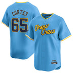 Milwaukee Brewers #65 Nestor Cortes Player Light Blue FEDASGOGE City Connect Home Limited Stitched Jerseys